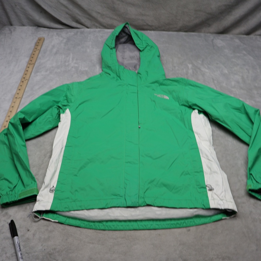 North Face Jacket Womens Small Green Waterproof Hooded Wind Rain Ripstop Outdoor